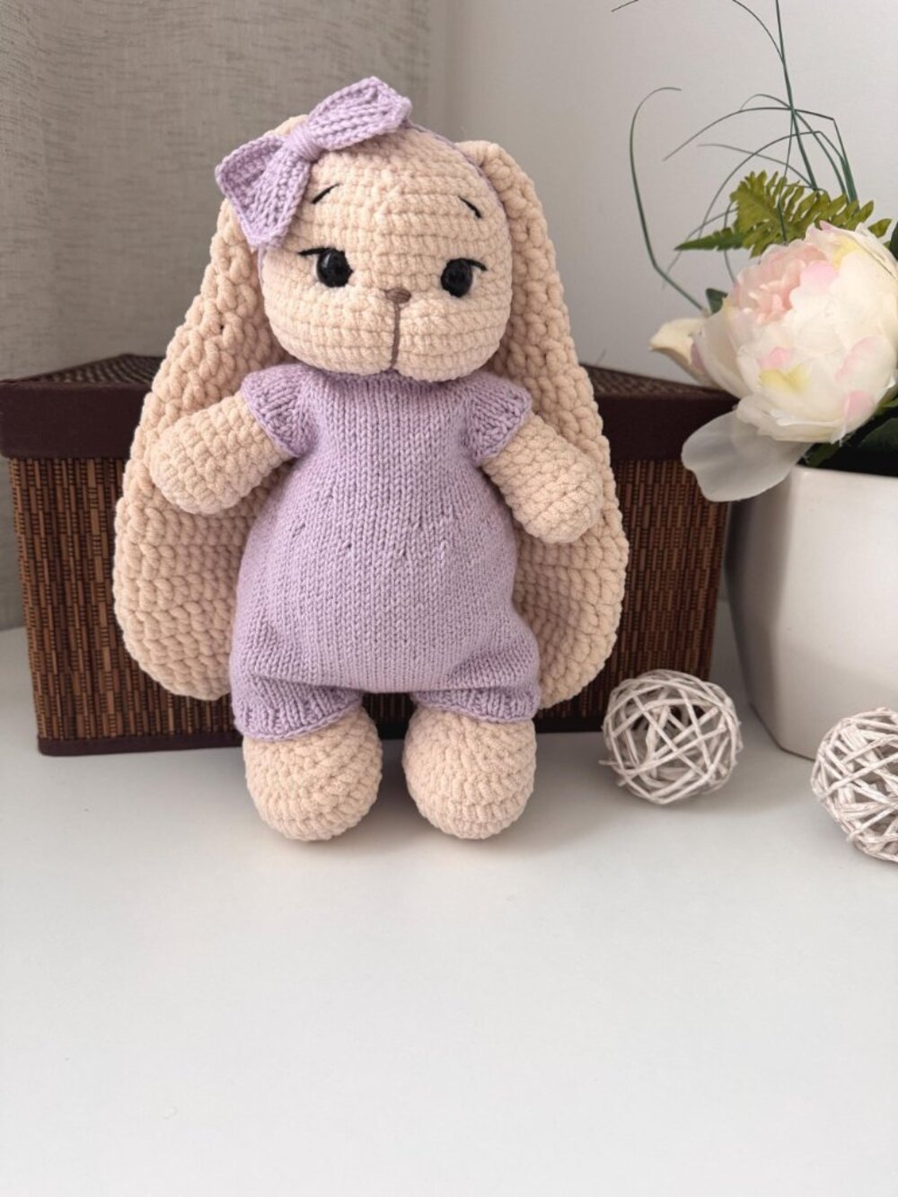 Handmade Crochet Bunny Amigurumi Plush Toy, Soft Knit, Nursery Decor, Keepsake - Picture 2 of 6
